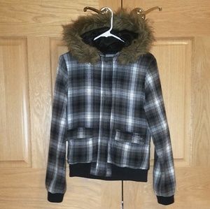 Plaid hooded Volcom jacket